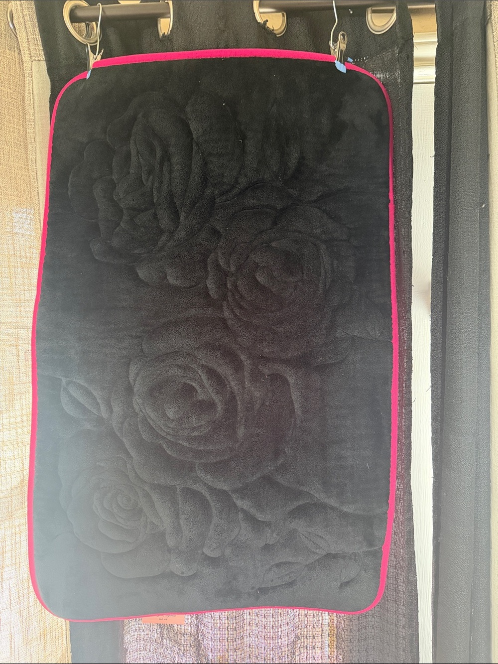 Juicy Couture Black Bath Mat with Hot Pink Piping